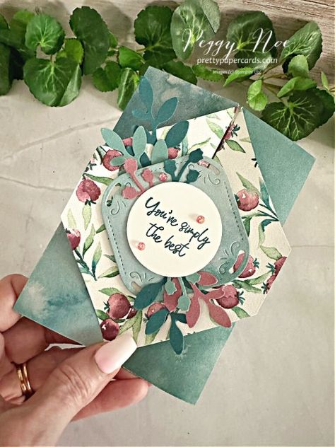 NEW VIDEO: Fun Fold Winter Meadow Card! - Pretty Paper Cards Mulberry Paper Cards, Su Cards 2024, Stampin Up Winter Meadow, Fun Folds Stampin Up Cards, Fun Fold Cards Tutorials Templates, Fun Fold Cards Tutorials, Stampin Up Cards Newest, Stampinup Cards Newest, Winter Meadow