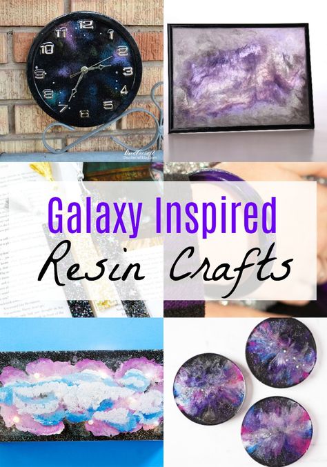 Galaxy Inspired Resin Crafts Galaxy Diy Crafts, Diy Epoxy Resin Projects, Resin Crafts Ideas Inspiration, Unique Resin Ideas, Resin Craft Ideas, Resin Galaxy, Galaxy Crafts, Diy Resin Mold, Resin Crafting