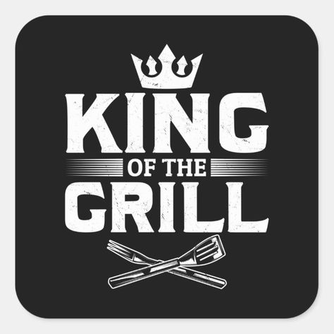 Barbecue Meat Smoking Men BBQ Grilling King Square Sticker - Barbecue gift wrap Bbq Grill, Gift Wrap, Grilling, Meat, Square, Stars