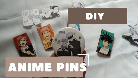 Diy anime pins | aesthetic pins | jujutsu kaisen | Anime Things To Make At Home, Diy Anime Pins, Jujutsu Kaisen Diy Crafts, Jujutsu Kaisen Diy, Arts And Crafts Easy, Crafts Anime, Crafts Easy Diy, Anime Diys, Anime Diy