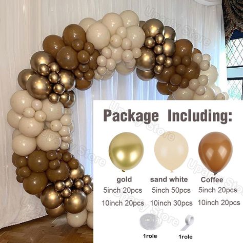 Retro Coffee Brown White Sand Gold Balloons Arch Garland Kit Birthday Party Decor Baby Shower Wedding Decorations Kids Globos - Ballons & Accessories - AliExpress Balloons Arch, Friends Valentines Day, Halloween Party Props, Transparent Balloons, Gold Party Decorations, Mothers Day Decor, Gold Birthday Party, Retro Coffee, Pumpkin Halloween Decorations