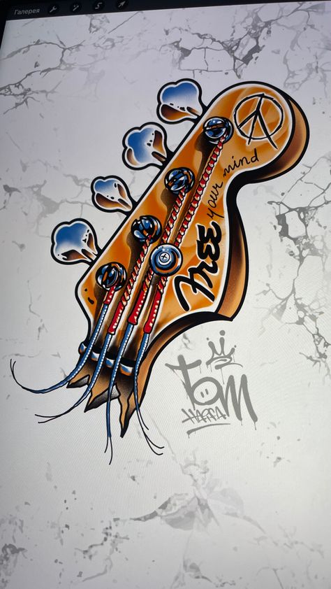 Tattoo design bass fender Old School Guitar Tattoo, Bass Guitar Tattoo Ideas, Fender Tattoo, Traditional Tattoo Music, Bass Guitar Tattoo, Bass Tattoo, Plant Tattoos, Guitar Tattoo Design, Guitar Drawing