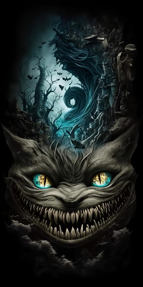 Cheshire Cat Drawing, Evil Alice, Alice In Wonderland Artwork, Dark Alice In Wonderland, Wonderland Artwork, Evil Disney, Wonderland Tattoo, Dark Art Photography, Dark Fantasy Artwork