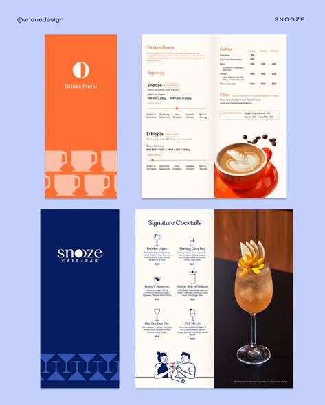 Snooze Cafe + Bar Brand Applications [CLIENT WORK] We had a lot of fun creating these illustrations and elements for different touchpoints of the brand, from stickers to the menu design! ☀️🌑 #branding #brandidentity #brand #menudesign #visualidentity #branddesign #designstudio #packagingdesign #restaurantdesign #illustration Menu Design Cafe, Menu Design Layout, Menu Cover Design, Touken Ranbu Mikazuki, Cafe Menu Design, Mexican Border, Menu Cover, Food Poster Design, Visual Language