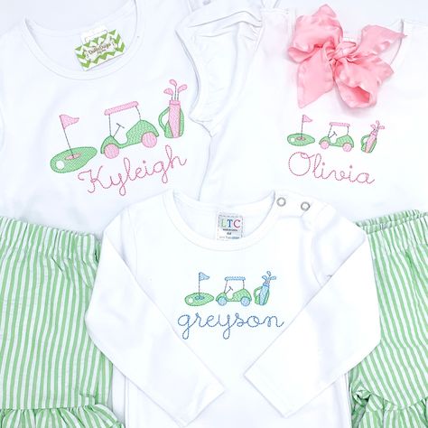 Time to Par-tee!⛳️🏌️‍♂️ Monogrammed Golf baby gifts, Golf sibling sets, Golf polo shirts and golf rompers “fore” the whole fam! Find them all at https://deshlerdesigns.etsy.com #toddlergolf #babygolf #holeinoneparty #partee #letspartee #masteringone #golffirstbirthday #golf1stbirthday #boys1stbirthday #boysfirstbirthday #babygolfgift #golfbabygift #golfbabygifts #golfbubble #golfromper #babyboygolfoutfit #babyboygolfromper #poloromper #golfoutfit #toddlergolfoutfit #holeinonetheme #holei... Girl Golf Outfit, Golf First Birthday, Golf Baby, Feminine Shirts, Boys Golf, Cute Golf, Golf Monogram, Girls Golf, Kids Golf