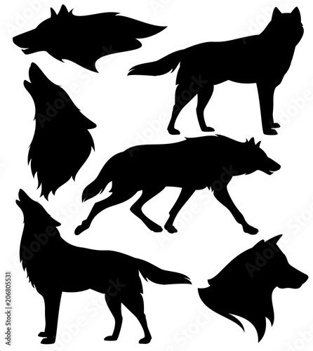 Stock Image: wolf silhouette set - black vector design of running, howling and standing animals Dancing Drawing, Running Images, Wolf Running, Shadow Wolf, Buddha Tattoo Design, Carving Projects, Wolf Silhouette, Wolf Images, Wolf Photos