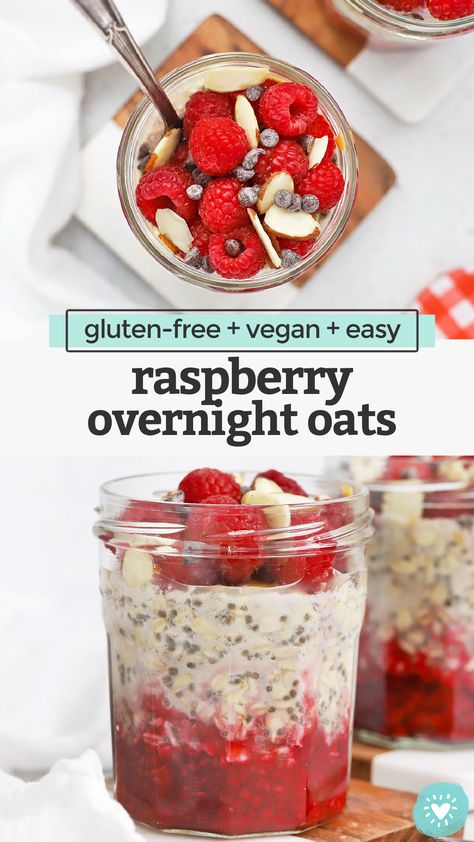 Raspberry Overnight Oats - An easy, delicious, healthy meal prep breakfast! // Raspberry Almond Overnight Oats // Raspberry Overnight Oats Recipe // Berry Overnight Oats // Vegan breakfast // healthy breakfast // gluten-free breakfast #overnightoats #oats #oatmeal #healthybreakfast #glutenfree #vegan Overnight Oats Raspberry, Breakfast Raspberry, Almond Overnight Oats, Berry Overnight Oats, Overnight Oats Vegan, Healthy Meal Prep Breakfast, Raspberry Overnight Oats, Overnight Oats Recipe Easy, Best Overnight Oats Recipe