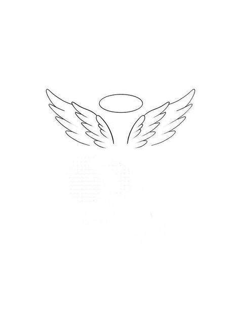 Angel Wings Halo Tattoo, Angel Wings Tattoo Stencil, Angle Wing Tattoos, Small Angel Wing Tattoo, Angle Tattoo, Tattoos Angel, Halo Tattoo, Alas Tattoo, Minimalist Tattoo Small