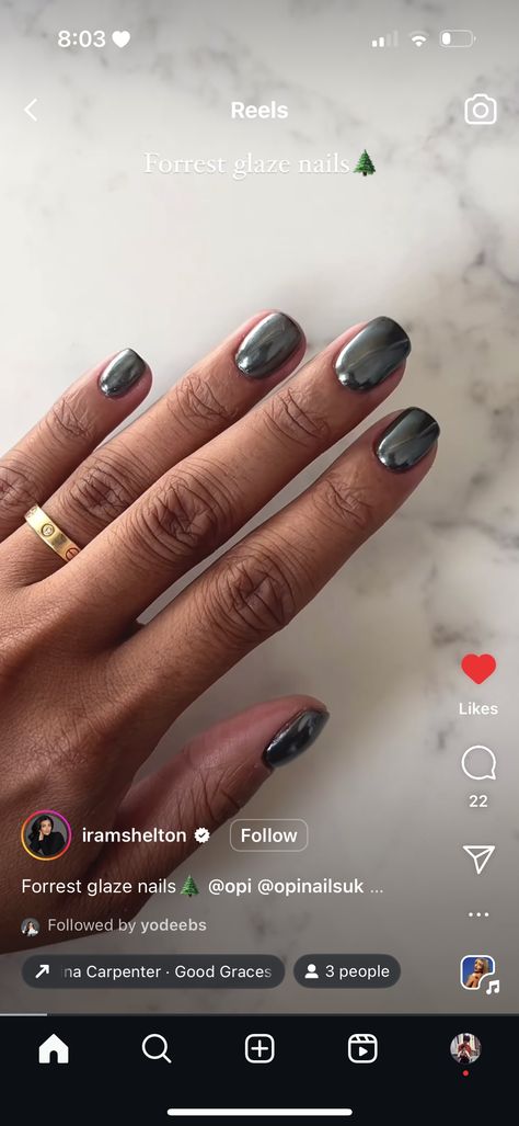 Less Is Norse Opi, Dark Chrome Nails, Dark Nail Colors, Dark Nail, Opi Colors, Dark Nails, Chrome Nails, Pretty Nails, Nail Ideas