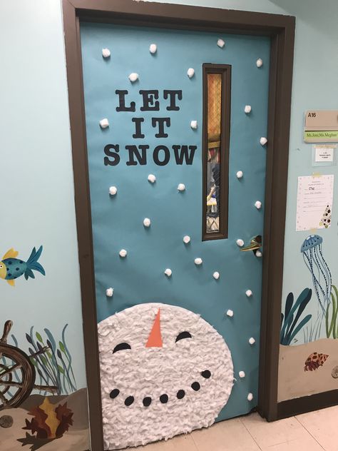 Snowman classroom door Snow Classroom Door, Classroom Door Winter, Snowman Classroom Door, Classroom Door Wreath, Winter Door Decorations Classroom, Winter Classroom Door, Door Decorations Classroom Christmas, Classroom Christmas Decorations, Holiday Door Decorations