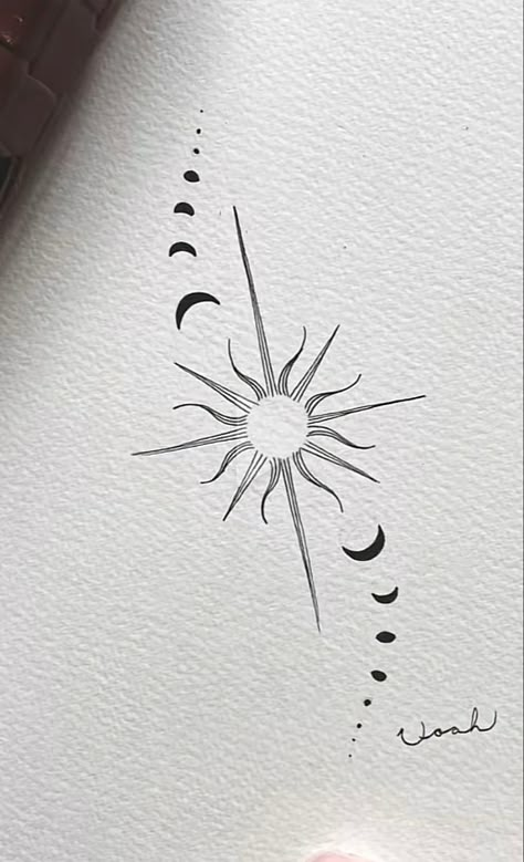 Sun Tattoo Designs, Boho Tattoos, Muster Tattoos, Small Pretty Tattoos, The Sun And Moon, Sun Tattoos, Small Hand Tattoos, Sun Tattoo, Spine Tattoos