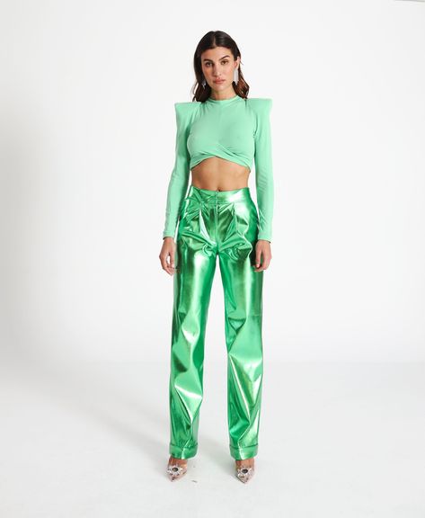 Looks vibrantes Green Pants, Wide Legs, Parachute Pants, Harem Pants, Two Piece Pant Set, High Waist, Wide Leg, High Waisted, Couture