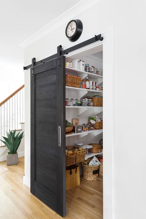 Sliding Pantry Doors, Barn Door Pantry, Dream Pantry, Glass Pantry, Farmhouse Pantry, Laundry Room Doors, Kitchen Pantry Design, Door Inspiration, Rustic Doors