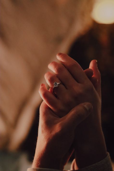 a pose to use when engaged holding hands and emphasis on the ring Hand Proposal Pics, Holding Hands Engagement Ring, Engaged Aesthetic Hands, Hand With Engagement Ring Aesthetic, Proposal Ring Photo Ideas, Proposal Hand Pictures, Proposal Rings Engagement Aesthetic, Engagement Aesthetic Hands, Proposal Aesthetic Ring