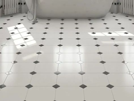 Octagon Floor Tiles - Free Delivery - Free Samples Octagon Tile Floor, Tile Floor Kitchen, Octagon Tile, Downstairs Loo, Floor Kitchen, Kitchen Floor Tile, Chalk White, Yellow Stone, Floor Tile