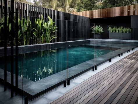 Pool Fence Ideas: Uncover the Best Designs for a Safe and Stylish Oasis. Explore Now Pools With Fences Around Them, Gated Pool Backyards, Pool Fence Ideas Inground, Modern Pool Fence, Pool Privacy Ideas, Pool Fencing Landscaping, Removable Pool Fence, Pool Fence Ideas, Fence Around Pool