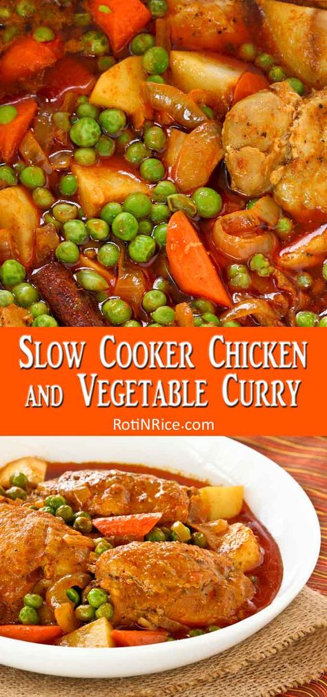 Chicken And Vegetable Curry, Chicken Vegetable Curry, Vegetable Slow Cooker, Veg Curry, Curry Dishes, Vegetable Curry, Curry Chicken Recipes, Crock Pot Cooking, Chicken Curry