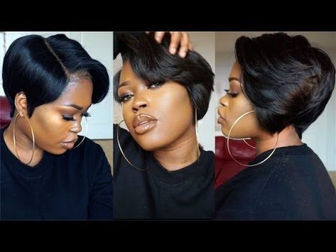 Top 23 Short & Cute 27-Piece Hairstyles [2018] – HairstyleCamp 27 Piece Quick Weave, Tapered Bob, 27 Piece Hairstyles, Curly Lace Wig, Sew In Hairstyles, Quick Weave Hairstyles, Quick Weave, Bob Wig, Short Wigs