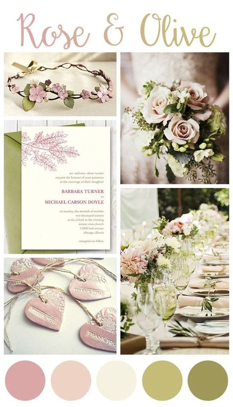 rustic elegant blush pink spring wedding invitation colour palettes ideas Wedding Rose Gold Theme, Olive Green Wedding, Olive Green Weddings, Olive Wedding, Rose Gold Theme, Wedding Themes Spring, Tied Knot, Green Wedding Inspiration, Wedding Drawing