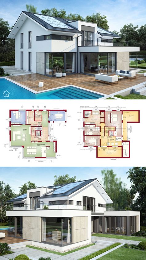 House Kinotsentara Contemporary Architecture House, Modern Contemporary House, Pool Terrace, House With Pool, Construction Architecture, Architectural Design House Plans, Sims House Plans, House Layout Plans, Model House Plan