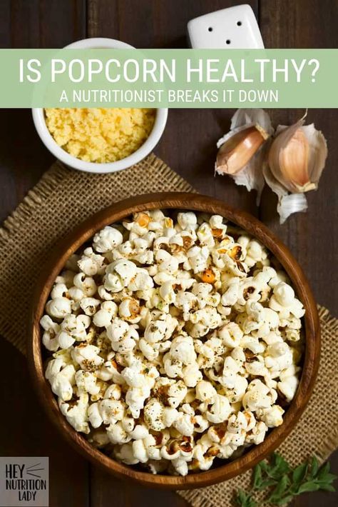 Is Popcorn Healthy? A nutritionist gives the lowdown on whether or not popcorn is a good snack along with the most healthy ways to pop popcorn. #popcorn #nutrition Is Popcorn Healthy, Pasta Side Dishes Easy, Popcorn Snacks Healthy, Popcorn Recipes Savory, Popcorn Healthy, Healthy Popcorn, Nutrition Articles, Popcorn Recipes, Tasty Vegetarian Recipes