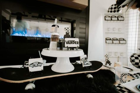 VANders first Birthday  | CatchMyParty.com Off The Wall Birthday Party, Vans Off The Wall Birthday Party Theme, Vans Birthday Cake, Vans Warped Tour Birthday Party, Vans Birthday Party, Vans Birthday Party Ideas, Van Birthday Party, Warped Tour Birthday Party, Vans Party