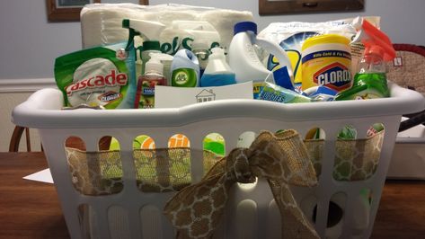 Party on a Budget: Laundry Basket Wedding Shower Gift | Four Twelve Laundry Soap Gift Basket, Grocery Shower Gift Ideas, Laundry Gift Basket Ideas, Laundry Basket Gift Ideas, Soap Gift Basket, Laundry Gifts, Dollar Tree Wedding, Party On A Budget, Clorox Wipes