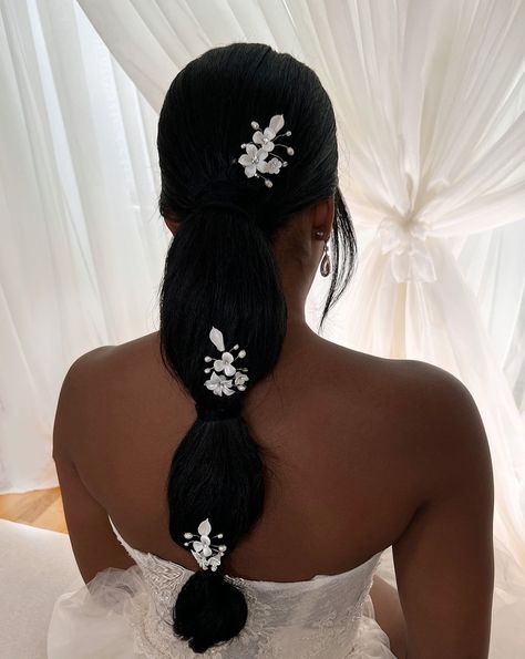 Porcelain Flower Pin style no. 242723 -  #Flower #Pin #porcelain #Style Black Bridal Natural Hairstyles, Bridal Hair Braids, Wedding Hair Black Women, Black Bridal Hairstyles, Black Bridal Hair, Black Wedding Hair, Wedding Upstyles, Black Women Wedding Hairstyles, Afro Wedding Hairstyles