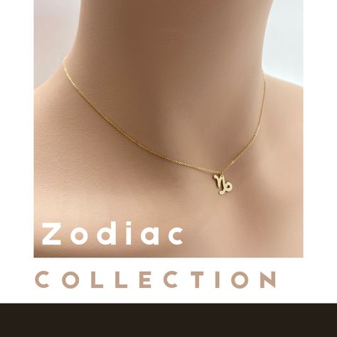 Zodiac Capricorn Necklace, Capricorn Zodiac, Solid Gold Necklace, Zodiac Necklace, Zodiac Capricorn, Zodiac Necklaces, Necklace Dainty, Personalized Jewelry, Pendant Necklaces