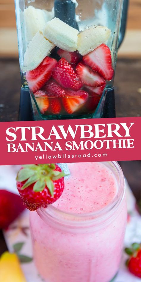 Strawberry Banana Smoothie Recipe, Strawberry Banana Smoothie Healthy, Strawberry Banana Smoothie Recipes, Banana Smoothie Bowl, Fresh Smoothies, Banana Drinks, Banana Smoothie Recipe, Healthy Strawberry, Strawberry Banana Smoothie