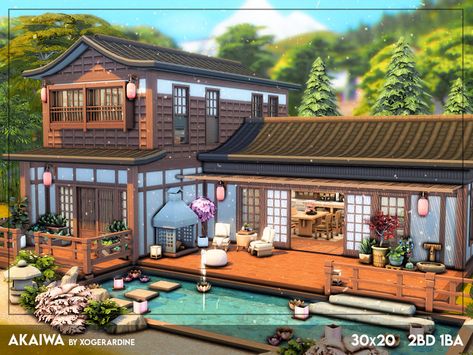 Traditional Japanese Home Floor Plans, Sims Asian House, Japanese Cottagecore House, Japanese Mansion Bloxburg, Traditional Japanese Home Layout, Japanese Style House Sims 4, Traditional Japanese House Sims 4, Sims 4 Japanese Mansion, Sims 4 Asian Build