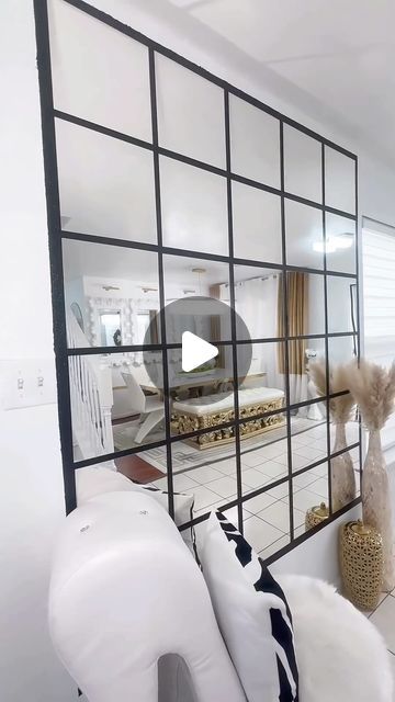 Mirror Wall Decor Stairs, Mirror Wall Design Ideas, Ikea Mirror Wall, Mirror Accent Wall, Ikea Mirrors, Wall Mirror Ideas, Black White Rooms, Diy Mirror Wall, Say It Right