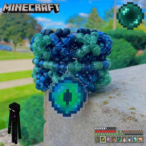 Minecraft Eye of Ender Rotating Kandi Cuff 

-... - Depop Bracket Beads, Eye Of Ender, Rotating Kandi Cuff, Kandi Tutorial, Kandi Cuff Patterns, Kandi Inspo, Diy Kandi Bracelets, Diy Kandi, Kandi Kid