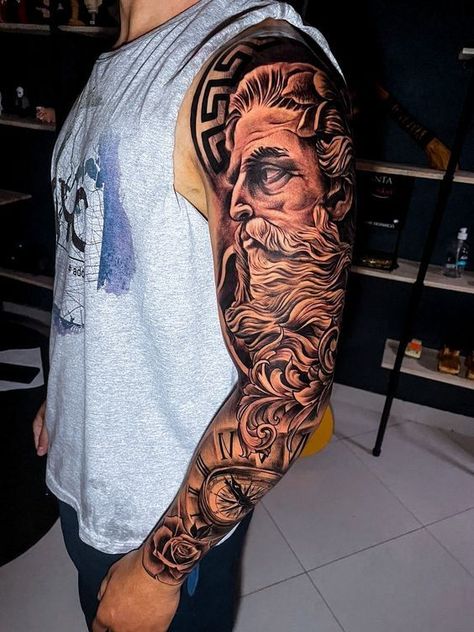 Our research contains the best tattoo ideas for men. Dive in to find out how to make yourself stand out with badass Japanese, sleeve, vintage, and other styles. Lion Hand Tattoo, Best Tattoo Ideas For Men, Gladiator Tattoo, Tattoo Realism, Zeus Tattoo, Medusa Tattoo Design, Full Leg Tattoos, Greek Mythology Tattoos, Cool Arm Tattoos