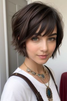 Long "bixie" Haircut, Short Hair Styles Brunette, Teen Pixie Cut, Short Hair Cuts For Fine Hair For Women, Short Hair Styles Over 40 For Women, Pixy Bob, Short Hairstyle Women Pixie, Short Messy Haircuts For Women, Chin Length Hair Round Face