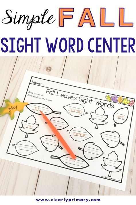 Fall Literacy Centers, Centers First Grade, Sight Word Activity, Word Work Kindergarten, Sight Word Centers, Sight Word Fun, Literacy Centers Kindergarten, Teaching Sight Words, Fall Kindergarten