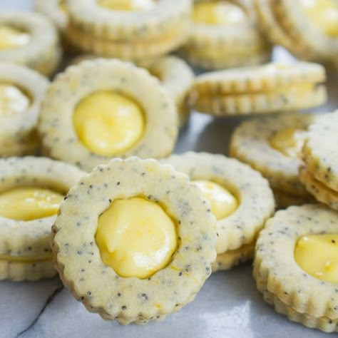 Linzer Cookies Recipe, Lemon Curd Filling, Linzer Cookies, Lemon Poppyseed Muffins, Lemon Poppy Seed, Lemon Poppy, Sweet Cookies, Lemon Poppyseed, Rings Vintage