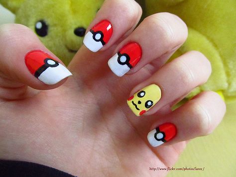 Pokemon Nail Art, Pikachu Nails, Anime Nails, Nagel Tips, Nails For Kids, Winter Nail Designs, Pokemon Pikachu, Cute Nail Art, Classy Nails