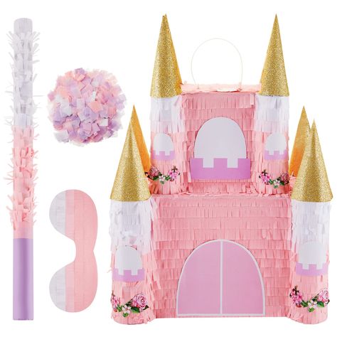 PRICES MAY VARY. Princess Birthday Party Supplies: you will be provided with 1 floral castle pinata, 1 blindfold, 1 bat and 1 bag of confetti, which is a good combination to plan fun party games at your upcoming birthday party Easy to Fill: princess castle pinata measures about 16.1 x 11.6 x 6.3 inches/ 41 x 29.5 x 16 cm, giving you plenty of space for confetti (included), candy, chocolates, small gifts, small items, etc, provides a fun experience for you and your guests Fun Game Props: pinatas Through The Years Birthday Party, Princess Goodie Bag Ideas, Third Princess Birthday Party, Outdoor Princess Party, Royal Threeness Birthday Party, Princess 6th Birthday Party, 3 Year Birthday Theme Girl Princess, Princess Party Balloons, Pastel Princess Birthday Party