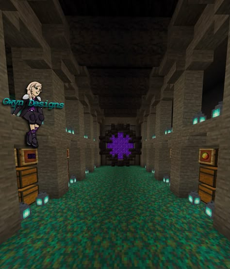 Under Ground Houses In Minecraft, Underground Nether Portal Design, Nether Portal Room Design, Minecraft Bunker Ideas, Nether Base Minecraft, Nether Portal Room, Minecraft Underground Base Ideas, Minecraft Detailing, Underground Base Minecraft