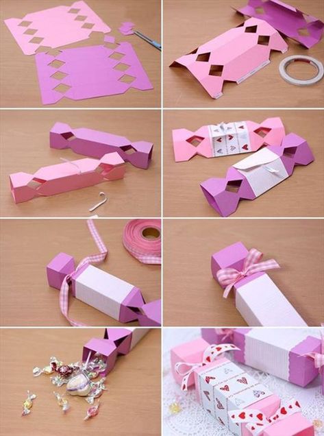 Toffee Wrapper - DIY Gift Wrapping Ideas Homemade Valentines Gift, Valentines Bricolage, Presente Diy, Tutorial Origami, Paper Candy, Origami Box, Homemade Valentines, Diy Gift Wrapping, Diy Gift Box