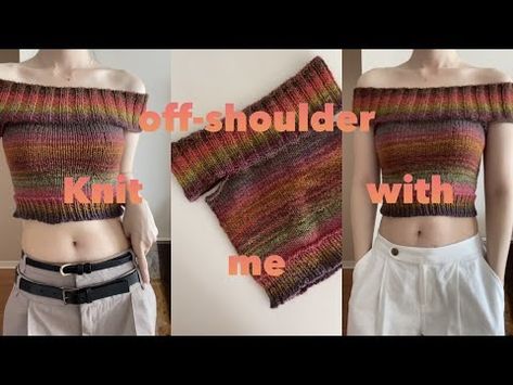 Top Knitting Pattern, How To Knit, Off Shoulder Top, Off Shoulder Tops, Free Tutorial, Diy Crochet, Video Tutorial, Knitting Pattern, Knit Top