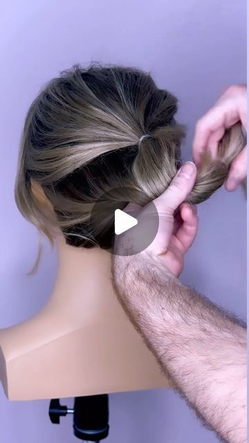 Joseph I'Anson on Instagram: "Do you want to create the viral French roll but you’re faced with short mid-length hair?   Well I got you guys covered with my step by step tutorial which shows how to take shorter hair and create one of the most viral trends of the moment!  So whip out your rubber bands get your pins at the ready and create some glamorous hair!!!   L’IMAGE Mannequin - “DENISE” from @equip_the_creative use code Joseph10 at the checkout to get 10% off your order.  Created using @revlonprofessionaluk style Masters.  #hairinspo #hairtutorial #beyondtheponytail #reel #reelitfeelit #hairup #hairups #hairupdo #updo #updos #updotutorial #bridalhair #hairideas #weddinghairdo #weddinghair #frenchtwist #bohowedding #shorthair #bridalhairinspo #igreels #upstyle #hairwedding #hairupdostyl Short Hair Updo Step By Step, Wedding Mid Updo, Short Hair With Fascinator, Rolls For Hair, Pull Back Short Hair Ideas, How To Wear Your Hair Up, Short Hair French Pin, How To Do A High Bun With Short Hair, Put Hair Up With Clip