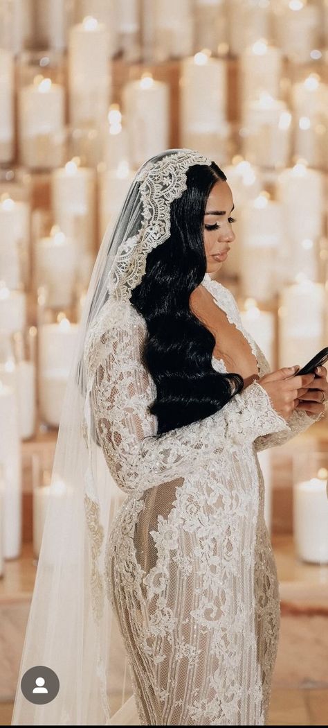 Wedding Dresses For Dark Skin Brides, Black Bride Inspiration, Wedding Dress Ideas Mermaid, Wedding Veils Black Women, Wedding Dresses Lebanese, Order To Walk Down The Aisle Wedding, Wedding Dress With Mantilla Veil, Elopement Dress Black Women, Post Wedding Outfit Brides