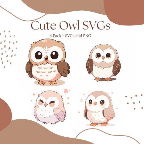 Cartoon Owl Painting, Owl Cute Drawing, Baby Owl Drawing, Cute Png Stickers, Cute Owl Illustration, Chibi Owl, Owl Digital Art, Cute Owl Art, Cute Owl Drawing