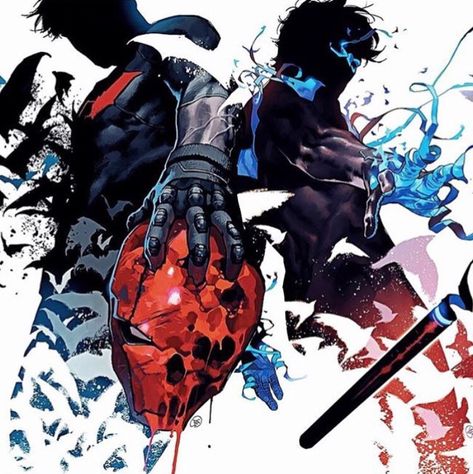 Red Hood and Nightwing Red Hood And Nightwing, Robin Dc, Red Hood Jason Todd, Univers Dc, Comic Book Artwork, Arkham Knight, Batman Universe, Batman And Robin, Vertical Poster