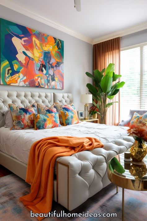 31 Most Wonderful Maximalist Bedroom Ideas: Best Designs and Tips - Beautiful Home Ideas Colorful Maximalist Decor Bedroom, Maximalist Bedroom Decor, Maximalist Decor Bedroom, Colorful Maximalist Bedroom, Timber Bedroom, Bedroom Blues, Maximalist Bedroom Ideas, Colorful Bedroom Design, Sophisticated Living Room