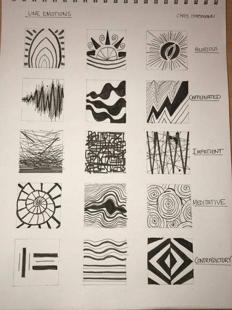 Using only lines to display certain emotions Emotion Lines Art, Emotions Sheet Drawing, Expressive Line Art Projects, Elements Of Arts Line, Creative Lines Art, Drawing Emotions Abstract, Line Emotion, Abstract Emotions Art, Examples Of Line In Art