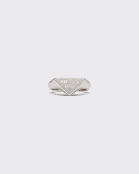 Prada Rings, Prada Ring, Ring Men Silver, Prada Jewelry, Mens Silver Jewelry, Ring Men, The Triangle, Girly Accessories, Triangle Logo