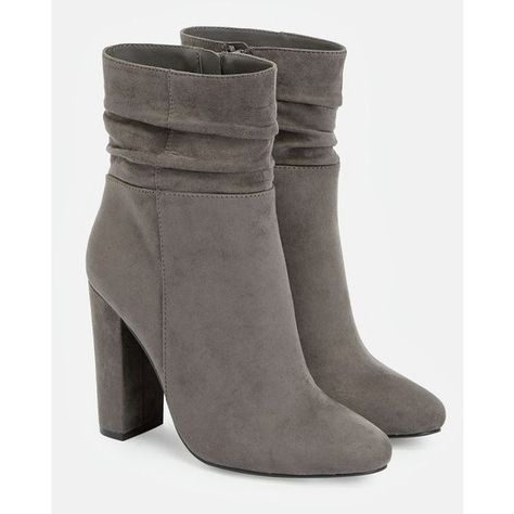 Justfab Booties Malvina ($40) ❤ liked on Polyvore featuring shoes, boots, ankle booties, grey, slouch booties, platform boots, grey ankle booties, faux suede boots and slouch boots Justfab Boots, Hak Tinggi, Gray Boots, Slouch Boots, Boots Grey, Faux Suede Boots, Boots Platform, Trendy Boots, Grey Booties